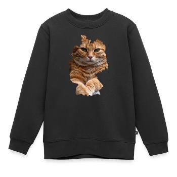 Chat, Chats - Sweat Premium enfant bio - noir - Devant - AI Model Kid Female (0cm)