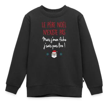 Le Père Noël n'existe pas - Sweat Premium enfant bio - noir - Devant - AI Model Kid Female (0cm)