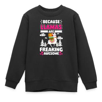 Lama Nutztier Tier Wolle - Kinder Premium Organic Sweatshirt - Schwarz - Vorne - AI Model Kid Female (0cm)