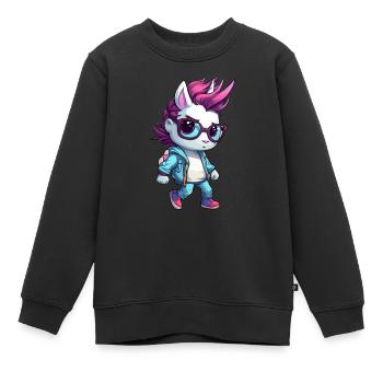 Einhorn - Punk oder Nerd? - Kinder Premium Organic Sweatshirt - Schwarz - Vorne - AI Model Kid Female (0cm)