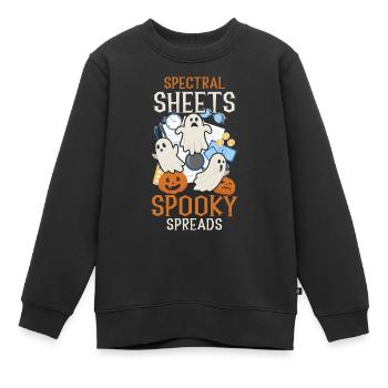 Spektralblätter Gespenstische Aufstriche Gruselige - Kinder Premium Organic Sweatshirt - Schwarz - Vorne - AI Model Kid Female (0cm)