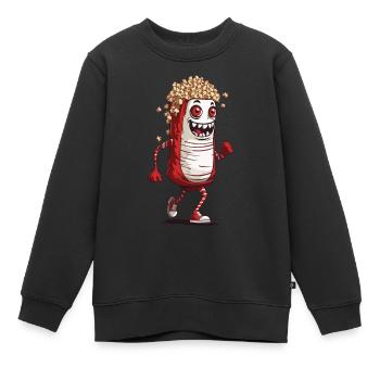 Soirée cinéma drôle de monstre pop-corn d’Halloween - Sweat Premium enfant bio - noir - Devant - AI Model Kid Female (0cm)