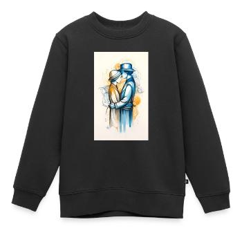 Lebhaftes goldenes und blaues Paar - Kinder Premium Organic Sweatshirt - Schwarz - Vorne - AI Model Kid Female (0cm)