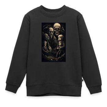 La famille de l’horreur à travers le temps et le temps - Sweat Premium enfant bio - noir - Devant - AI Model Kid Female (0cm)