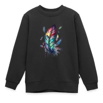Federn, Boho, Ethno, Style, Muster Tribal Indianer - Kinder Premium Organic Sweatshirt - Schwarz - Vorne - AI Model Kid Female (0cm)