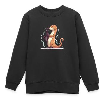 Saxophon Otter - Kinder Premium Organic Sweatshirt - Schwarz - Vorne - AI Model Kid Female (0cm)