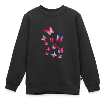 Falter,Schmetterling, butterfly, schwarm, fliegen - Kinder Premium Organic Sweatshirt - Schwarz - Vorne - AI Model Kid Female (0cm)