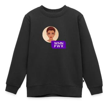 WMN PWR - Visage Féminin - 03 - Sweat Premium enfant bio - noir - Devant - AI Model Kid Female (0cm)