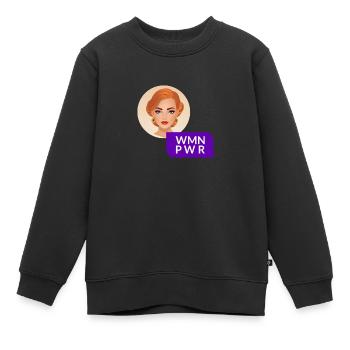 WMN PWR - Visage Féminin - 05 - Sweat Premium enfant bio - noir - Devant - AI Model Kid Female (0cm)