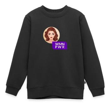 WMN PWR - Visage Féminin - 06 - Sweat Premium enfant bio - noir - Devant - AI Model Kid Female (0cm)