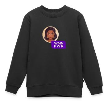 WMN PWR - Visage Féminin - 04 - Sweat Premium enfant bio - noir - Devant - AI Model Kid Female (0cm)
