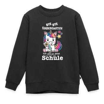 Schulkind Einhorn (bunt/weiß) - Kinder Premium Organic Sweatshirt - Schwarz - Vorne - AI Model Kid Female (0cm)