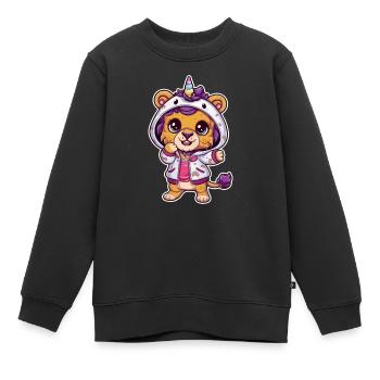 Kawaii Einhorn Löwe mit brillianten Farben - Kinder Premium Organic Sweatshirt - Schwarz - Vorne - AI Model Kid Female (0cm)