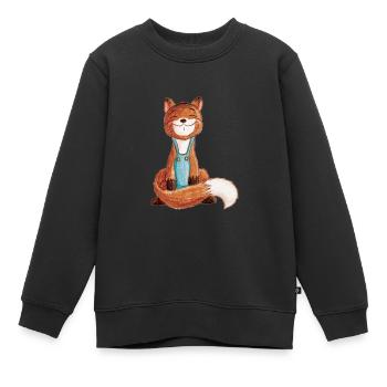 Renard - Sweat Premium enfant bio - noir - Devant - AI Model Kid Female (0cm)