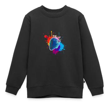 pop-art,erdbeere,farbklecks, splash - Kinder Premium Organic Sweatshirt - Schwarz - Vorne - AI Model Kid Female (0cm)