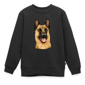 Tête de malinois (pour textiles clairs) - Sweat Premium enfant bio - noir - Devant - AI Model Kid Female (0cm)