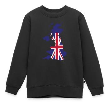 Großbritannien - Kinder Premium Organic Sweatshirt - Schwarz - Vorne - AI Model Kid Female (0cm)