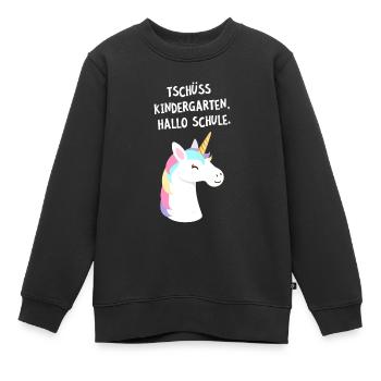 Tschüss Kindergarten, Hallo Schule. Einhorn - Kinder Premium Organic Sweatshirt - Schwarz - Vorne - AI Model Kid Female (0cm)