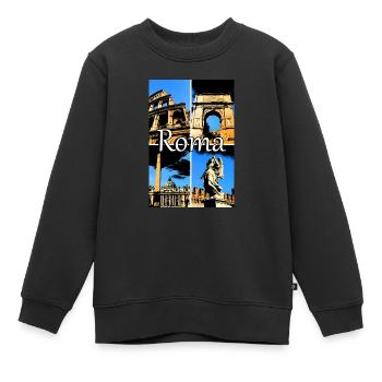Roma Collage Comic sign lettering - Kinder Premium Organic Sweatshirt - Schwarz - Vorne - AI Model Kid Female (0cm)