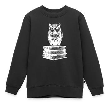 Eule Buchen - Kinder Premium Organic Sweatshirt - Schwarz - Vorne - AI Model Kid Female (0cm)