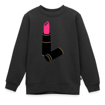 rouge à lèvres rétro et moderne - Sweat Premium enfant bio - noir - Devant - AI Model Kid Female (0cm)
