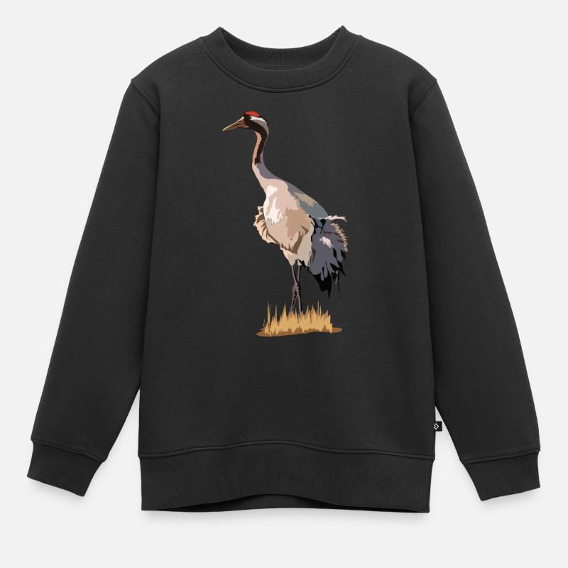Kranich - Kinder Premium Organic Sweatshirt - Schwarz