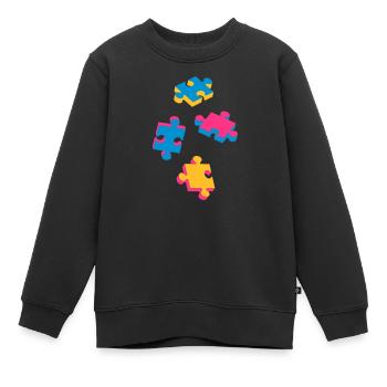 vier Puzzleteile - Kinder Premium Organic Sweatshirt - Schwarz - Vorne - AI Model Kid Female (0cm)