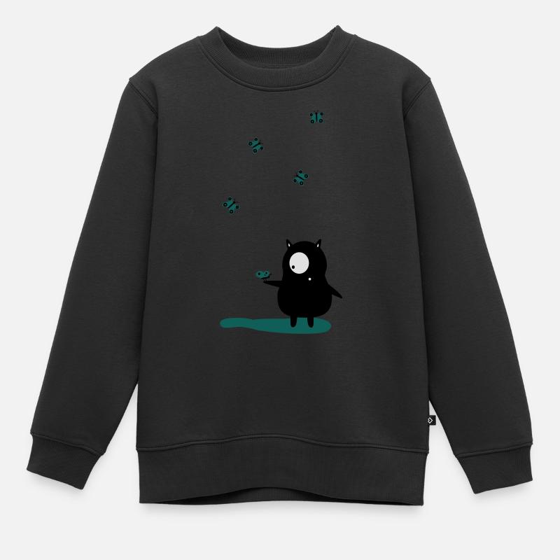 Papillons et monstres - Sweat Premium enfant bio - noir