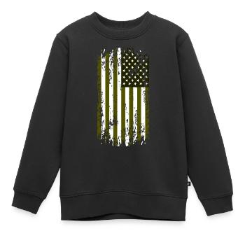 United States grunge flag - Sweat Premium enfant bio - noir - Devant - AI Model Kid Female (0cm)