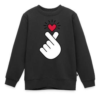K pop coeur, corée, k pop, musique, symbole, main, pop - Sweat Premium enfant bio - noir - Devant - AI Model Kid Female (0cm)