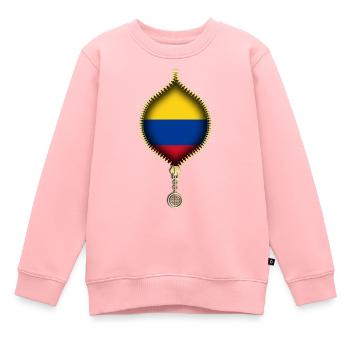 COLOMBIA | FLAG | URBAN SYNTHETICS - Kinder Premium Organic Sweatshirt - Rosa - Vorne - AI Model Kid Female (0cm)