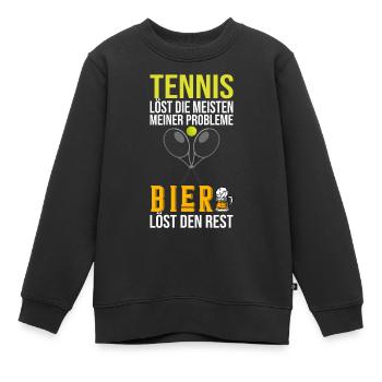 Tennis Tennisspieler Tennisschläger Tennisplatz - Kinder Premium Organic Sweatshirt - Schwarz - Vorne - AI Model Kid Female (0cm)