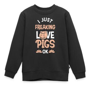 Porc cochons porcs porcins - Sweat Premium enfant bio - noir - Devant - AI Model Kid Female (0cm)