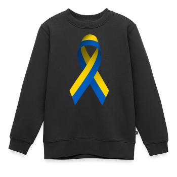 Schleife Ukraine - Kinder Premium Organic Sweatshirt - Schwarz - Vorne - AI Model Kid Female (0cm)