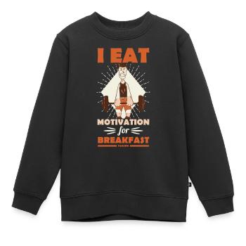 Motivation - Sweat Premium enfant bio - noir - Devant - AI Model Kid Female (0cm)