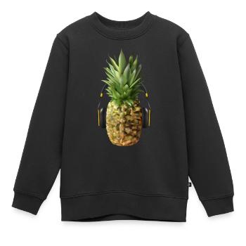 Ananas mit Headphones - Kinder Premium Organic Sweatshirt - Schwarz - Vorne - AI Model Kid Female (0cm)