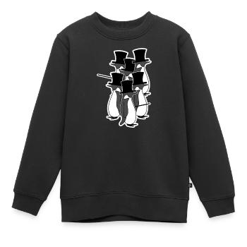 Oiseaux Vintage Pingouin Animal Oiseau de mer Arctique - Sweat Premium enfant bio - noir - Devant - AI Model Kid Female (0cm)