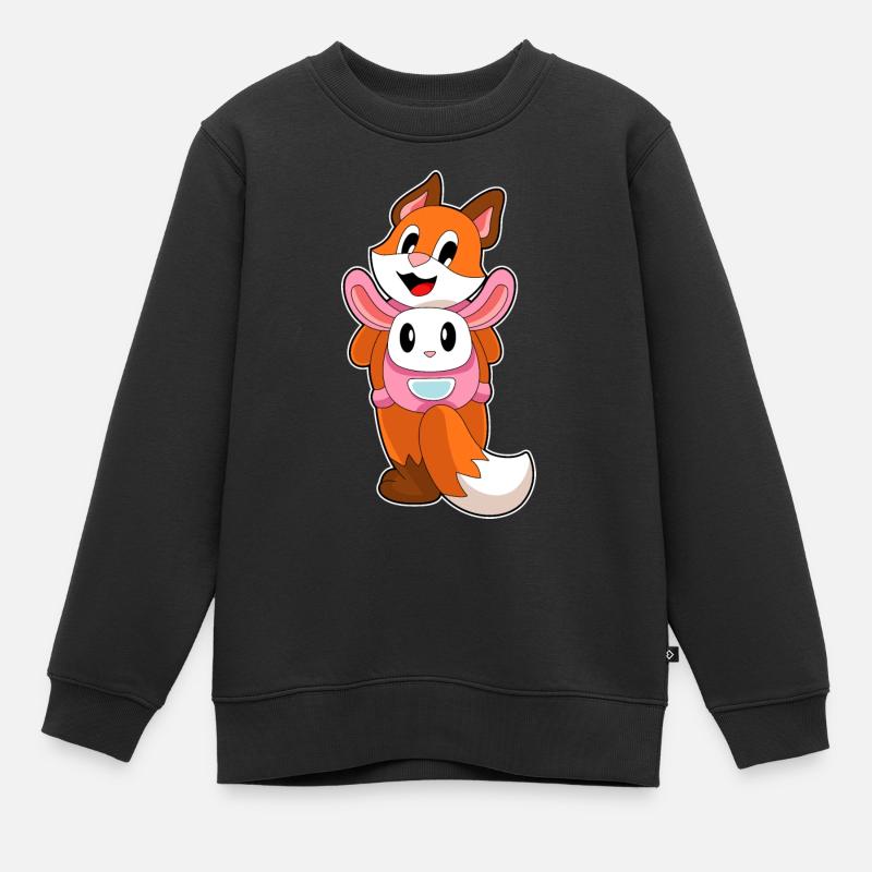 Fuchs Hase Tasche - Kinder Premium Organic Sweatshirt - Schwarz