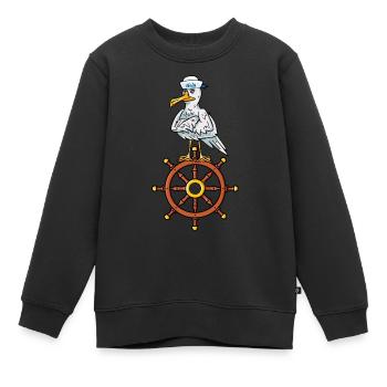 Seagull Volant Seaman Shipping Captain Moin - Sweat Premium enfant bio - noir - Devant - AI Model Kid Female (0cm)