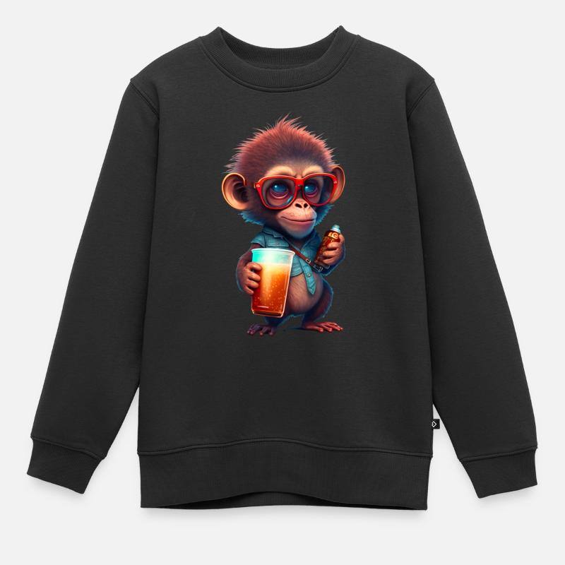 Monkeywithune boisson - Sweat Premium enfant bio - noir