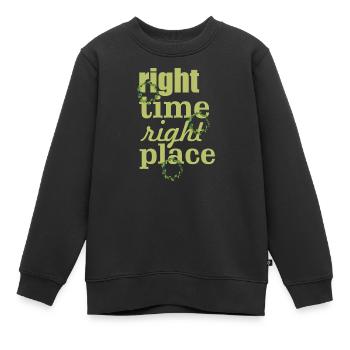 right time right place - Kids Premium Organic Sweatshirt - black - Front - AI Model Kid Female (0cm)