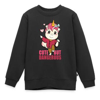 Mignon mais dangereux - Sweat Premium enfant bio - noir - Devant - AI Model Kid Female (0cm)