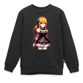 Chibi süßes Mädchen. Chibi Süßes Mädchen Aufkleber - Kinder Premium Organic Sweatshirt - Schwarz - Vorne - AI Model Kid Female (0cm)