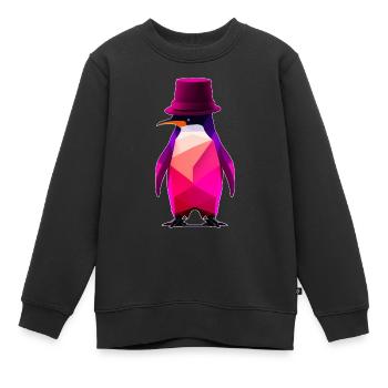 penguin with a hat Ur-Tshirt - Kinder Premium Organic Sweatshirt - Schwarz - Vorne - AI Model Kid Female (0cm)
