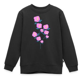 Fleurs d’hibiscus - Sweat Premium enfant bio - noir - Devant - AI Model Kid Female (0cm)