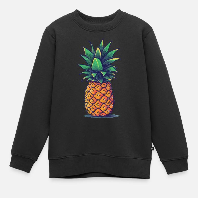 Ananas - Sweat Premium enfant bio - noir