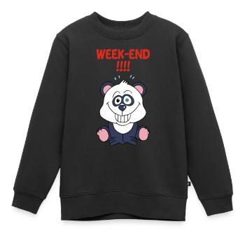Panda am Wochenende - Kinder Premium Organic Sweatshirt - Schwarz - Vorne - AI Model Kid Female (0cm)