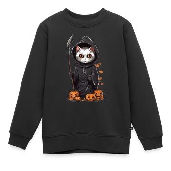 Mignon Halloween Cat Druide Costume - Sweat Premium enfant bio - noir - Devant - AI Model Kid Female (0cm)