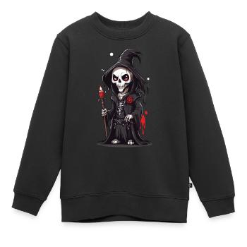 Halloween Skelett Magier Cartoon Magie - Kinder Premium Organic Sweatshirt - Schwarz - Vorne - AI Model Kid Female (0cm)