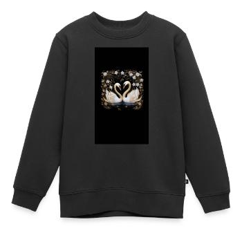 Cygnes élégants - Sweat Premium enfant bio - noir - Devant - AI Model Kid Female (0cm)
